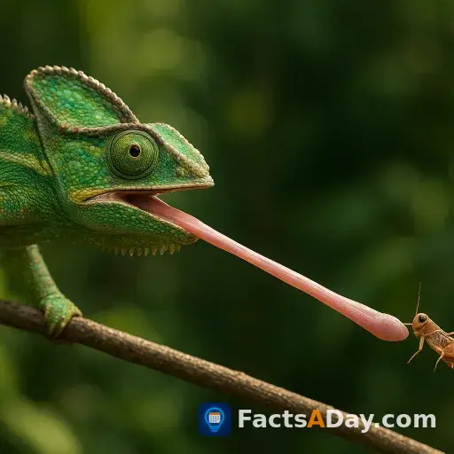 Chameleons shoot tongues over twice their body length