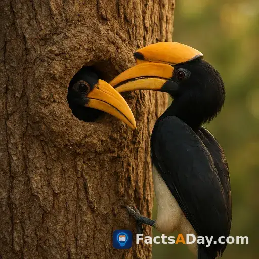 Female hornbills seal themselves inside tree nests