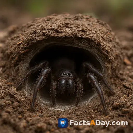 Trapdoor spiders ambush prey from camouflaged burrows