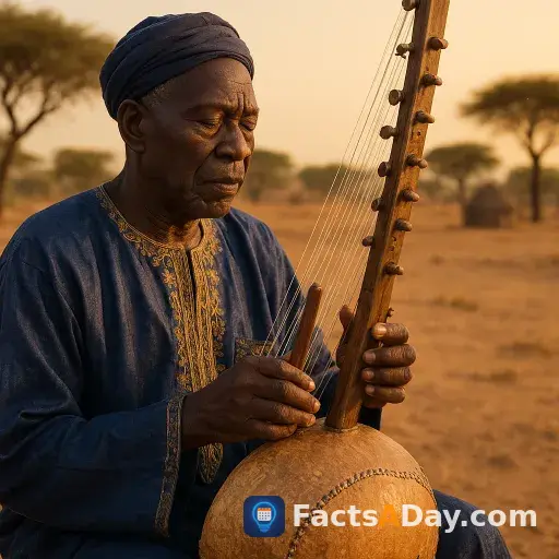 Kora-Harfenlaute spielt Mandinka-Epen in der Sahelzone