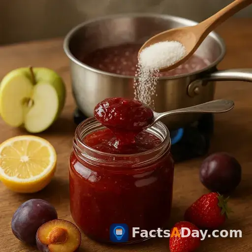 Pectin, sugar, and heat make jam set