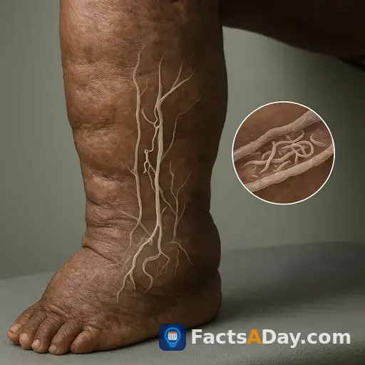 Parasitäre würmer verursachen elephantiasis, blockieren den körperabfluss