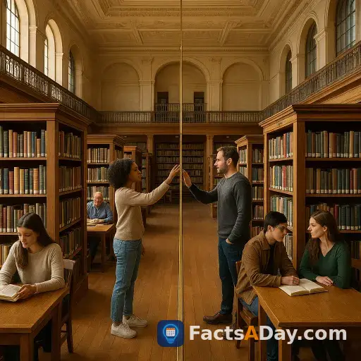 A border between two countries splits a single library in half