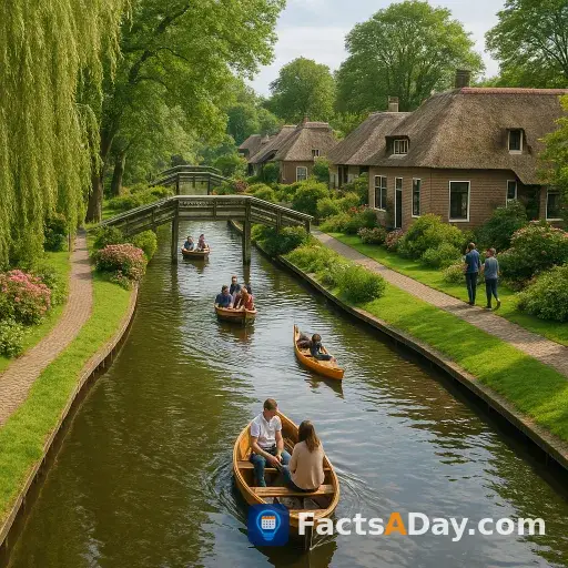 A village in the Netherlands has no roads, only canals