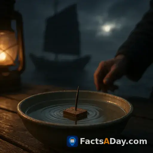 The first recorded use of a compass involved a floating magnetic needle