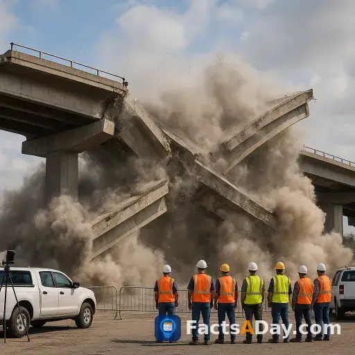 Los ingenieros usan la gravedad para colapsar puentes masivos en pocos segundos