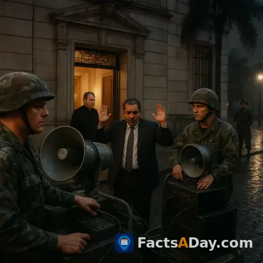 In 1990, a world leader surrendered after the military blasted rock music at him