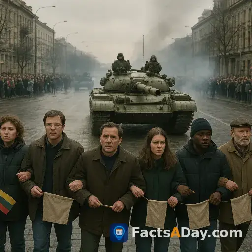 In 1991, Soviet tanks attacked peaceful protesters during Lithuania's struggle for freedom