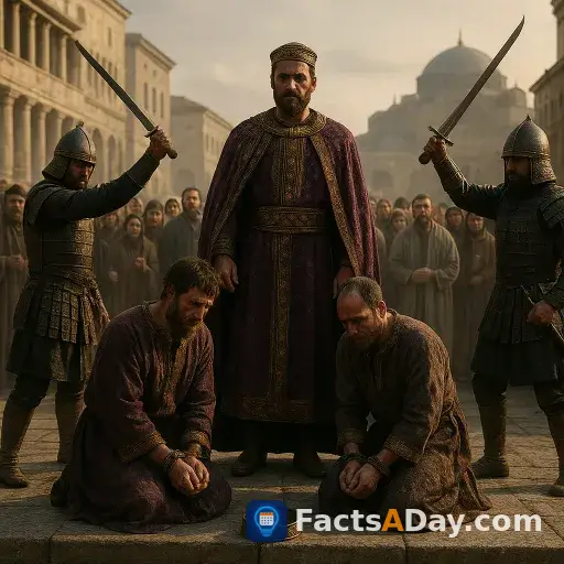 In 706, a vengeful Byzantine emperor publicly executed two of his predecessors in Constantinople
