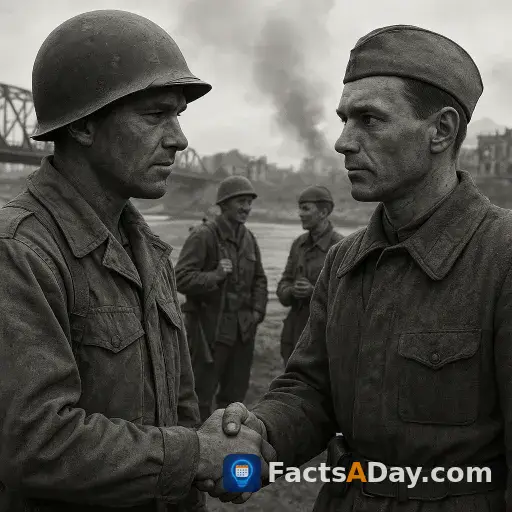 In 1945, American and Soviet soldiers shook hands over a divided Germany