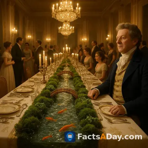 Une fête somptueuse à Londres en 1811 présentait une rivière d'eau réelle sur la table