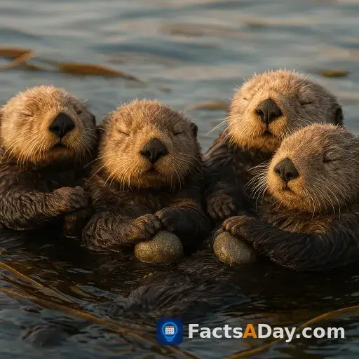 Seeotter halten Händchen im Schlaf