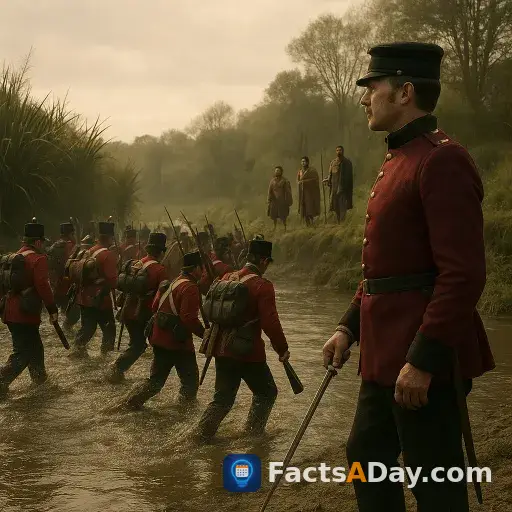 En 1863, las fuerzas británicas cruzaron un río fronterizo para comenzar la invasión de Waikato