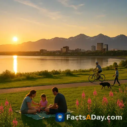 アラスカ州アンカレッジ、夏には約20時間の日照を楽しむ