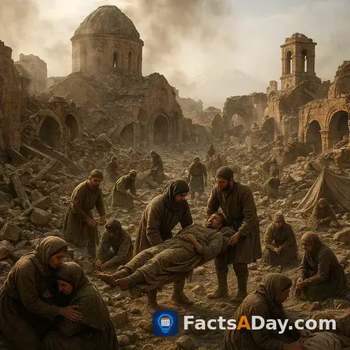 Ein schweres Erdbeben zerstörte 893 die Stadt Dvin und forderte über 70.000 Todesopfer in Armenien