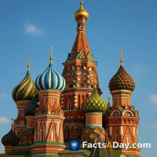 Saint Basil's Cathedral in Moscow features colorful domes