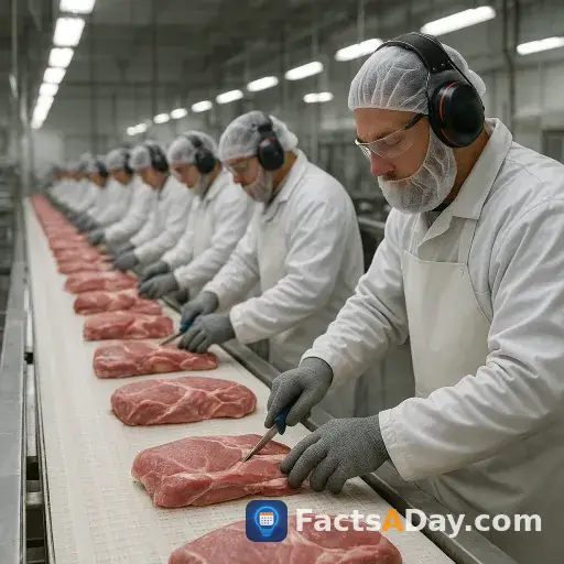 現代の食肉加工では、作業員が1シフトに最大6000回の切断を行います