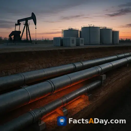 Underground oil reserves use heated pipelines to keep fuel flowing like water