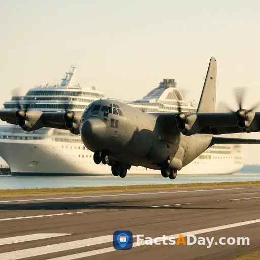 A tactical transport plane can lift off from a runway shorter than a cruise ship