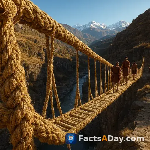 Incan suspension bridges spanned Andean chasms with woven grass cables