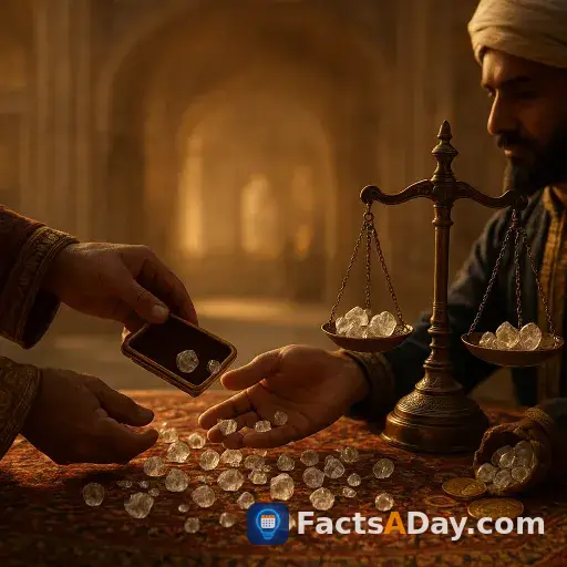 A 17th-century Mughal emperor mandated that all large transactions be paid in uncut diamonds