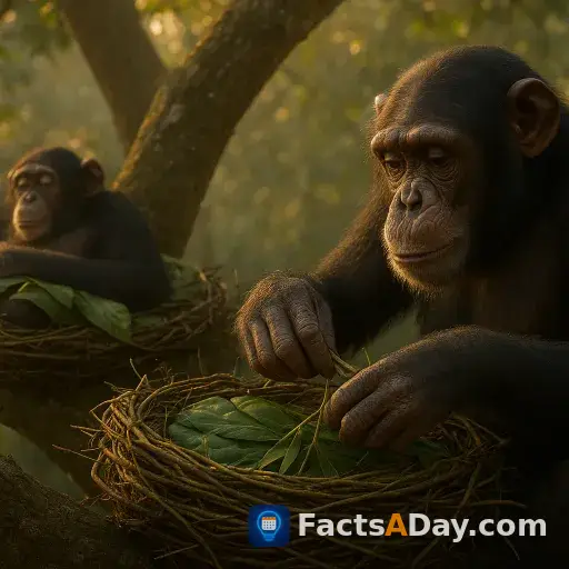 Los chimpancés construyen camas complejas con almohadas y mantas