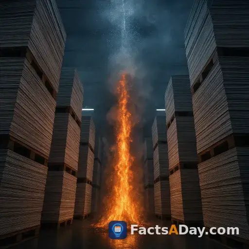 Stacked paper creates a chimney effect that defeats standard sprinklers