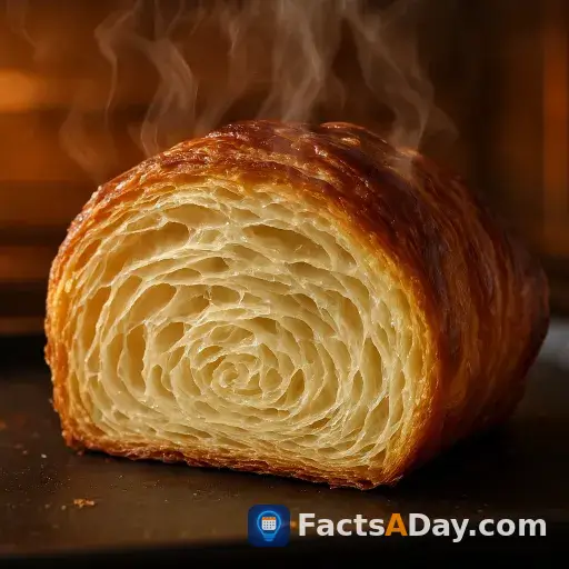 Pastry layers puff because trapped steam expands the dough