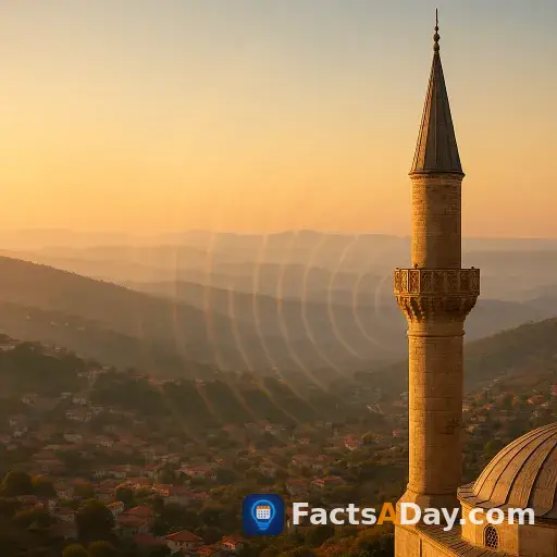 Minarets are angled to help prayer calls glide over hills
