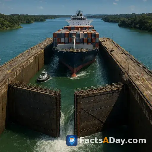 Die schleusen des panamakanals heben schiffe um 85 fuß mit seewasser an