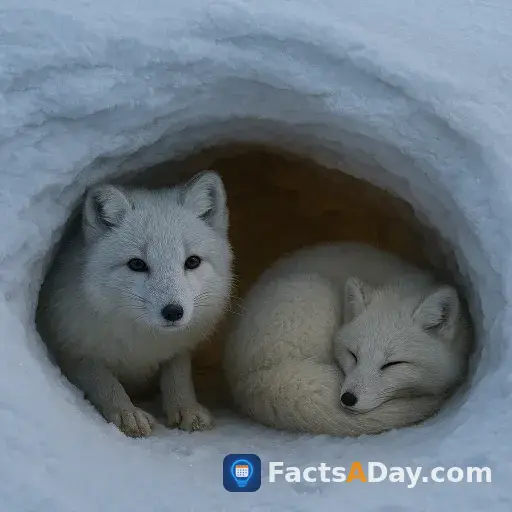 Arctic foxes tunnel under snow for warmth