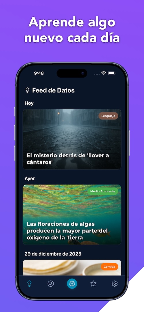Pantalla de inicio de Conocimiento Diario