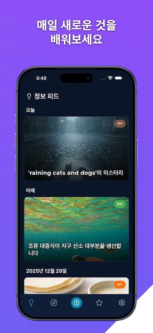 매일 지식 홈 화면