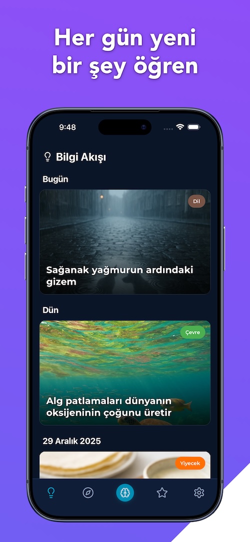 Günlük Bilgi ana ekranı